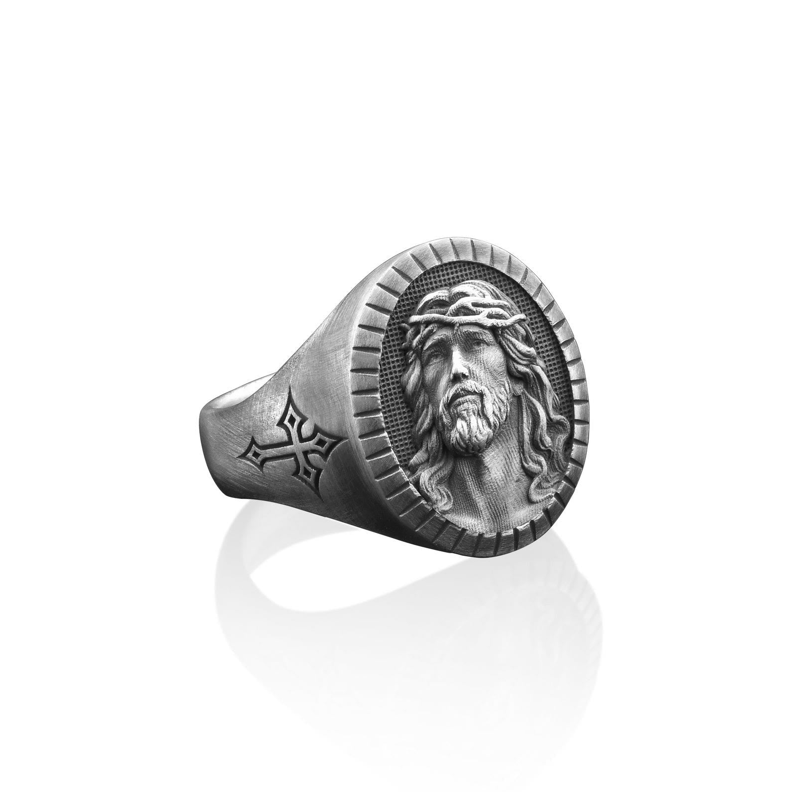 christiandiscipleshop Vintage Christ Jesus Head Cross Blessing Ring