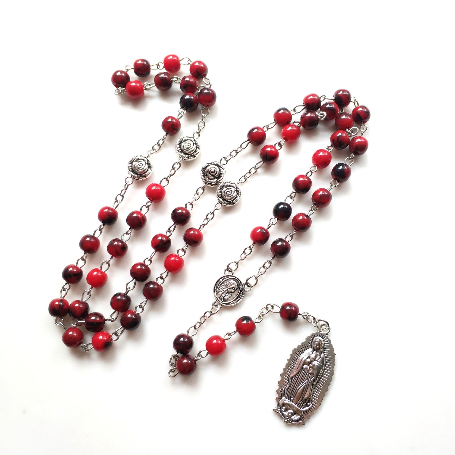 Christiandiscipleshop Our Lady of Fátima & Our Lady of Guadalupe of 8 mm Round Multicolor Acrylic Alloy Chain Rosary