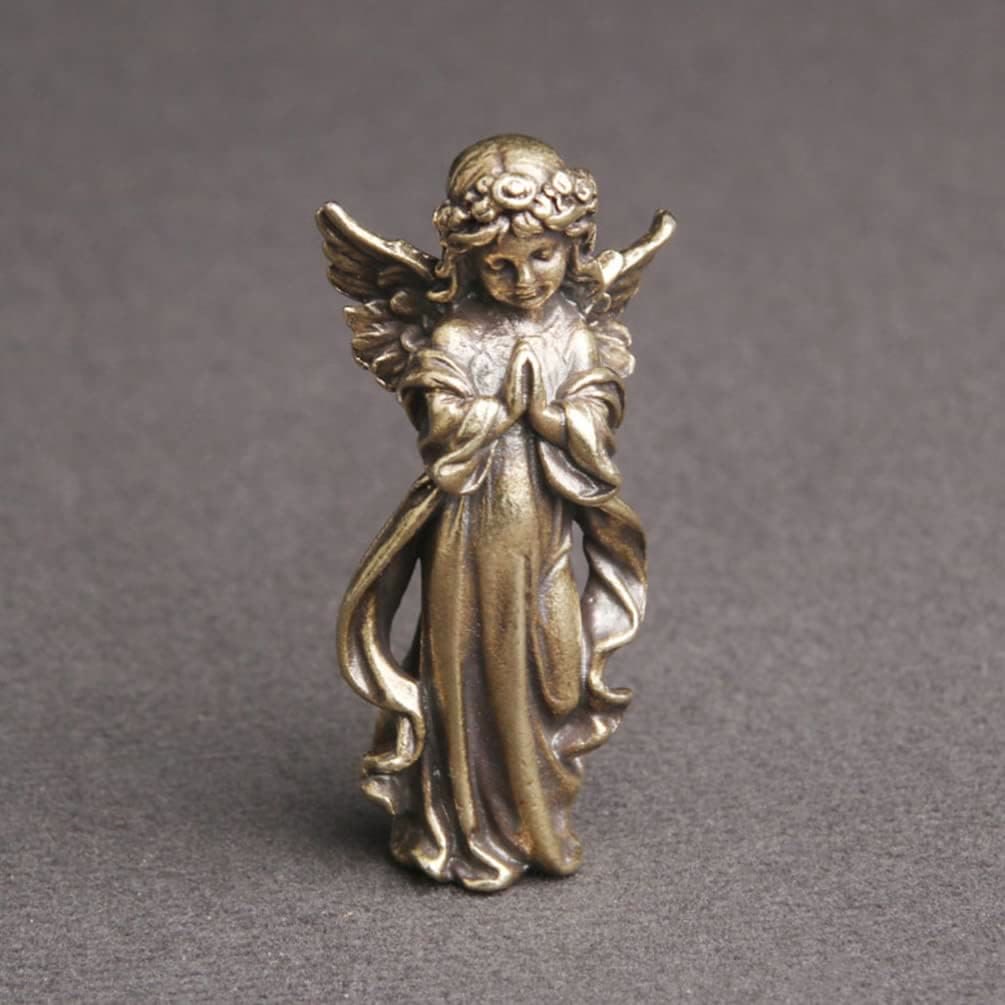 Christiandiscipleshop Retro Style Brass Stereoscopic Bronze Guardian Angel Desktop Decorations Ornament