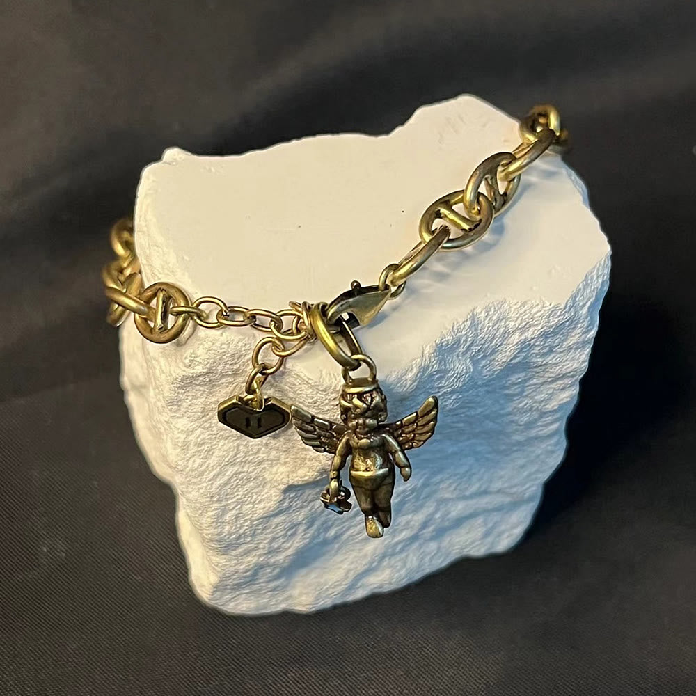 Christiandiscipleshop Retro Style Bronze Lucky Star Angel & Heart Cross Bracelet