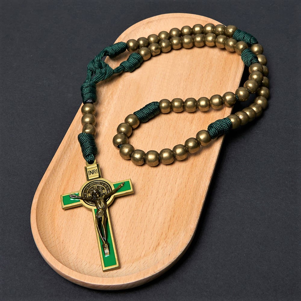 Christiandiscipleshop Crucifix of 10 mm Round Bronze Acrylic Paracord Rosary