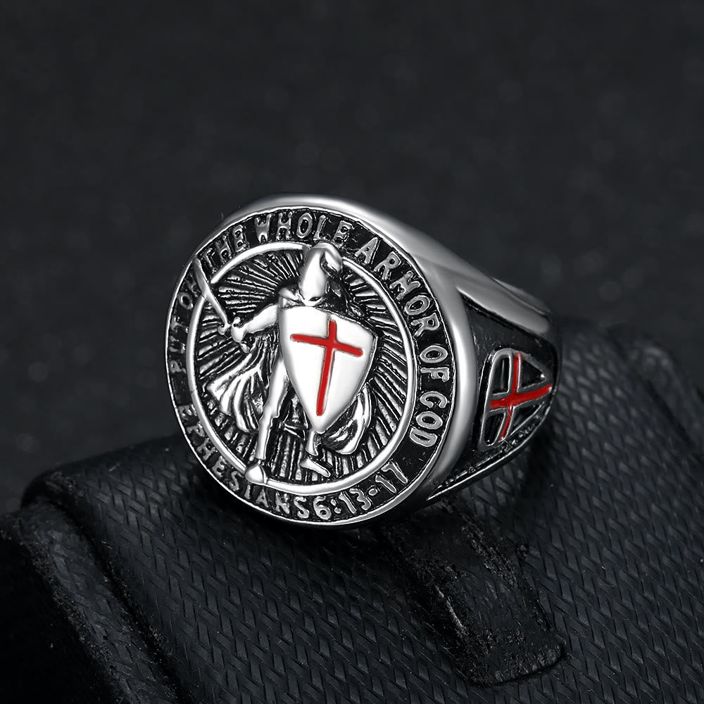 christiandiscipleshop Knight's Armor Shield Protection Titanium Ring