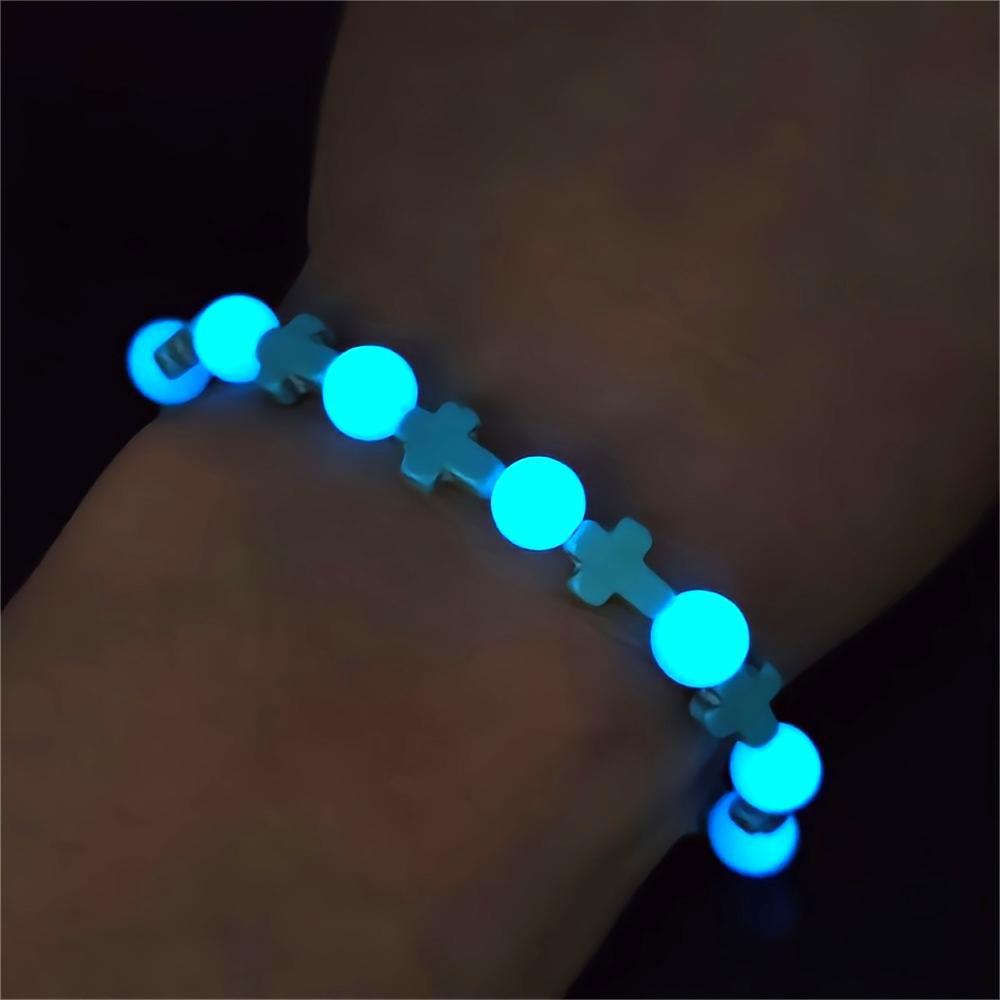 christiandiscipleshop Turquoise Cross with Luminous Pearls Bracelet