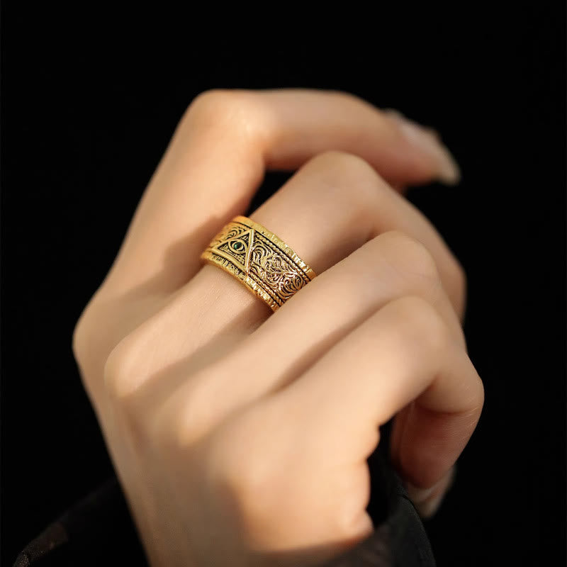 Christiandiscipleshop Retro Heavy Style Eye of God Pattern Golden Ring