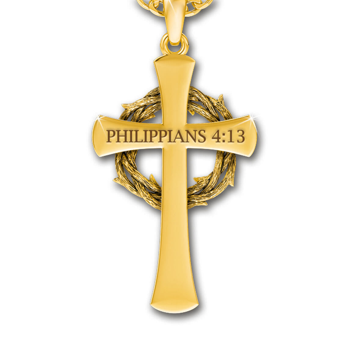 Christiandiscipleshop Cross Pendant Necklace with Crown of Thorns