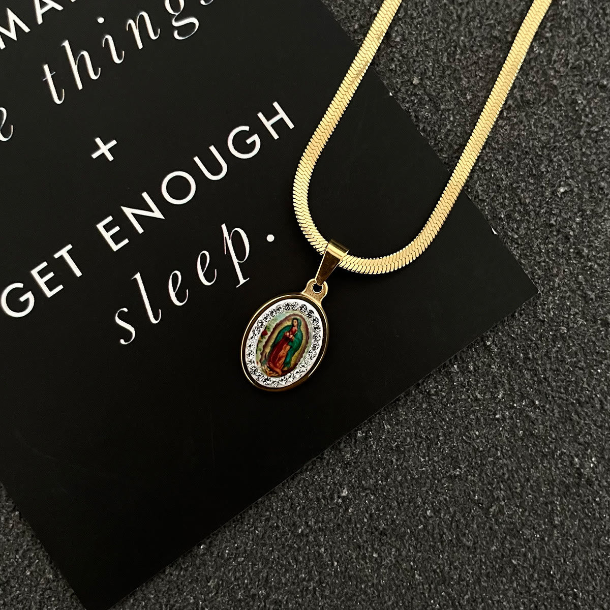 christiandiscipleshopthe Our Lady of Guadalupe Snake Bone Chain Colorful Necklace