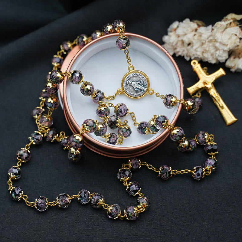 christiandiscipleshop Virgin Mary Glazed Multi-color Crystal Rosary