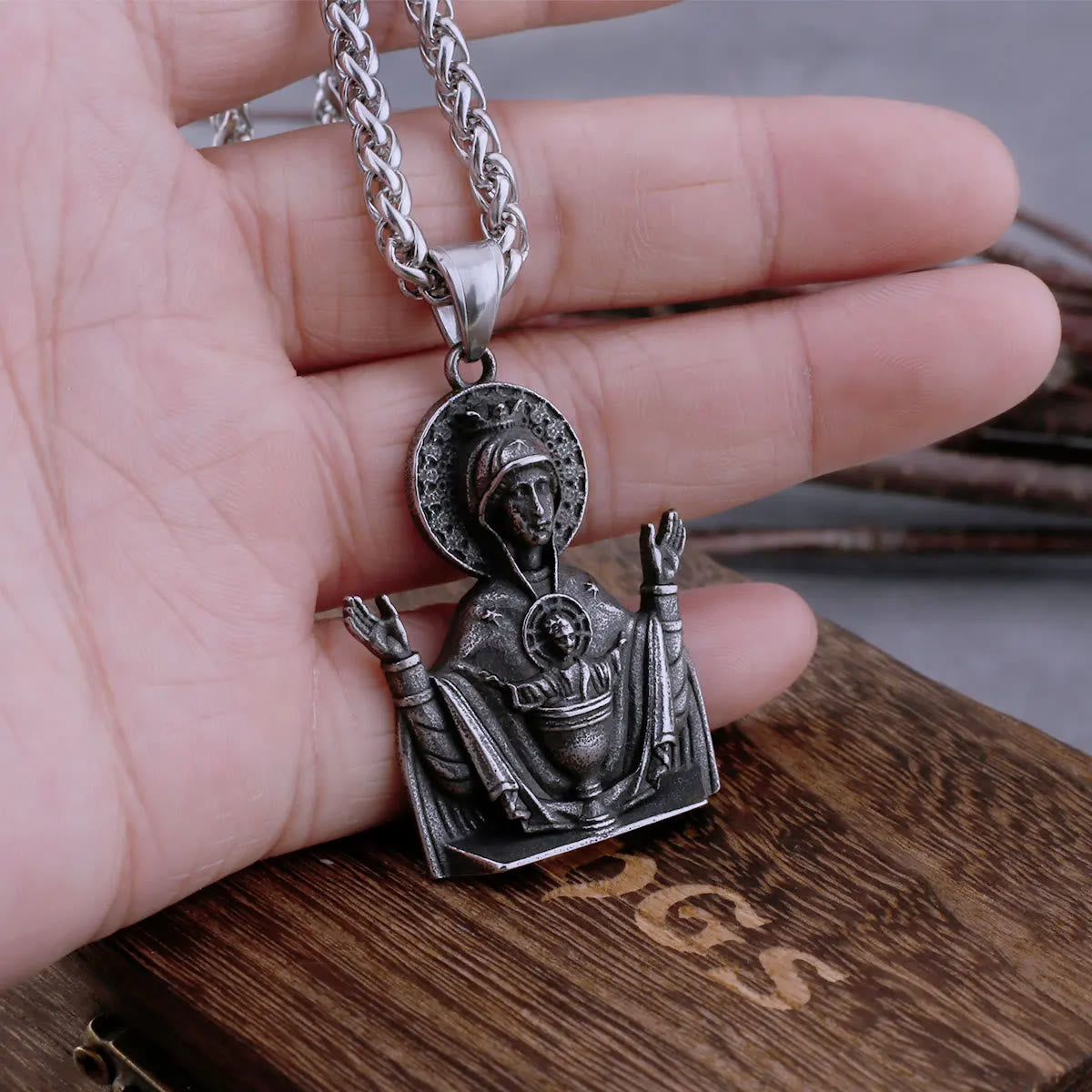 christiandiscipleshop Virgin Mary Prayer Pendant Necklace Stainless Steel Catholic Medallion Protecion Chain