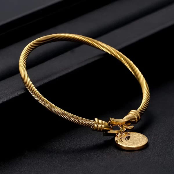 Christiandiscipleshop St. Benedict Twisted Cable Bangle Bracelet