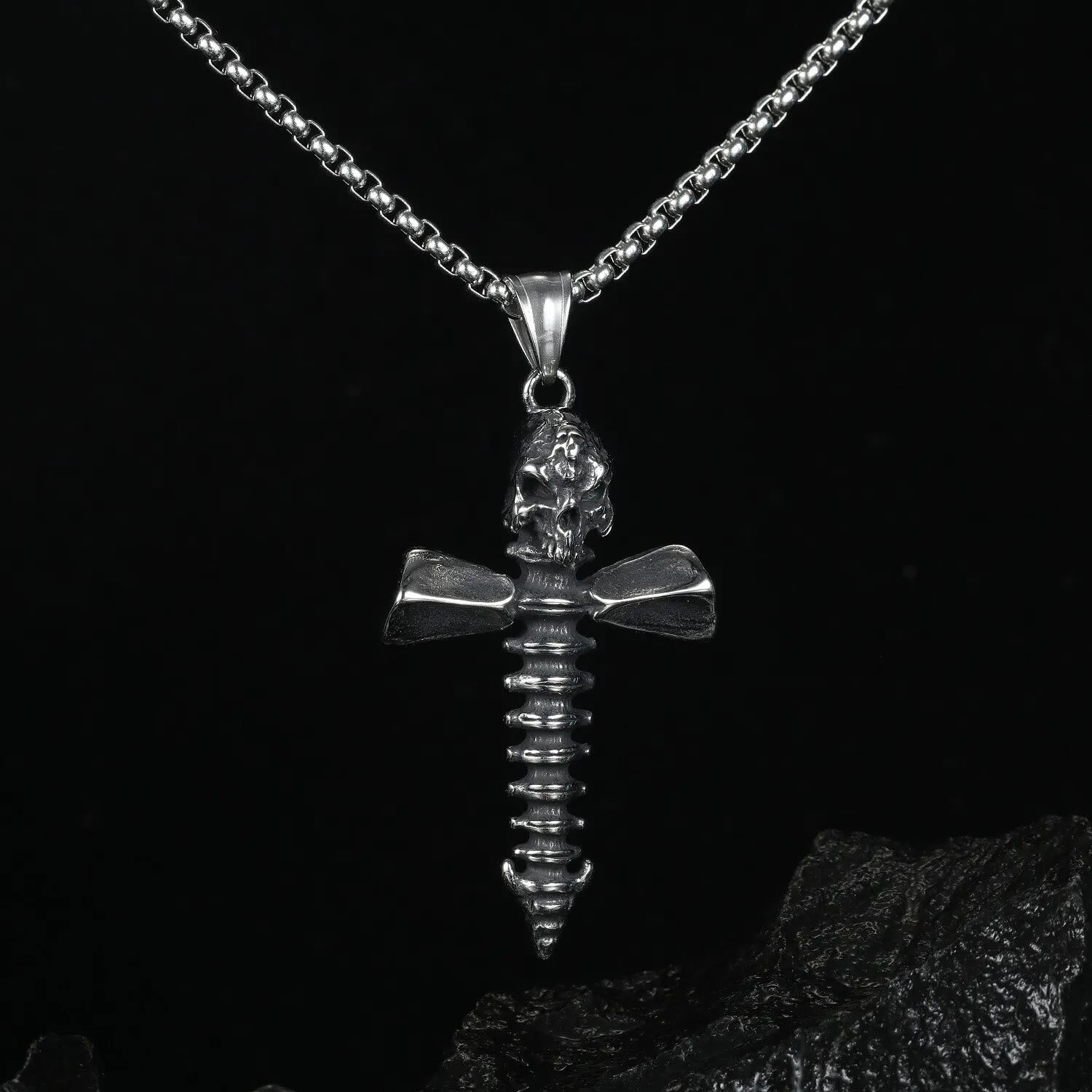 Christiandiscipleshop Punk Style Skull Crossbones Pendant Necklace