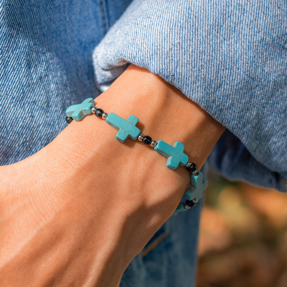 Christiandiscipleshop Crucifix Prayer Beaded Turquoise Bracelet