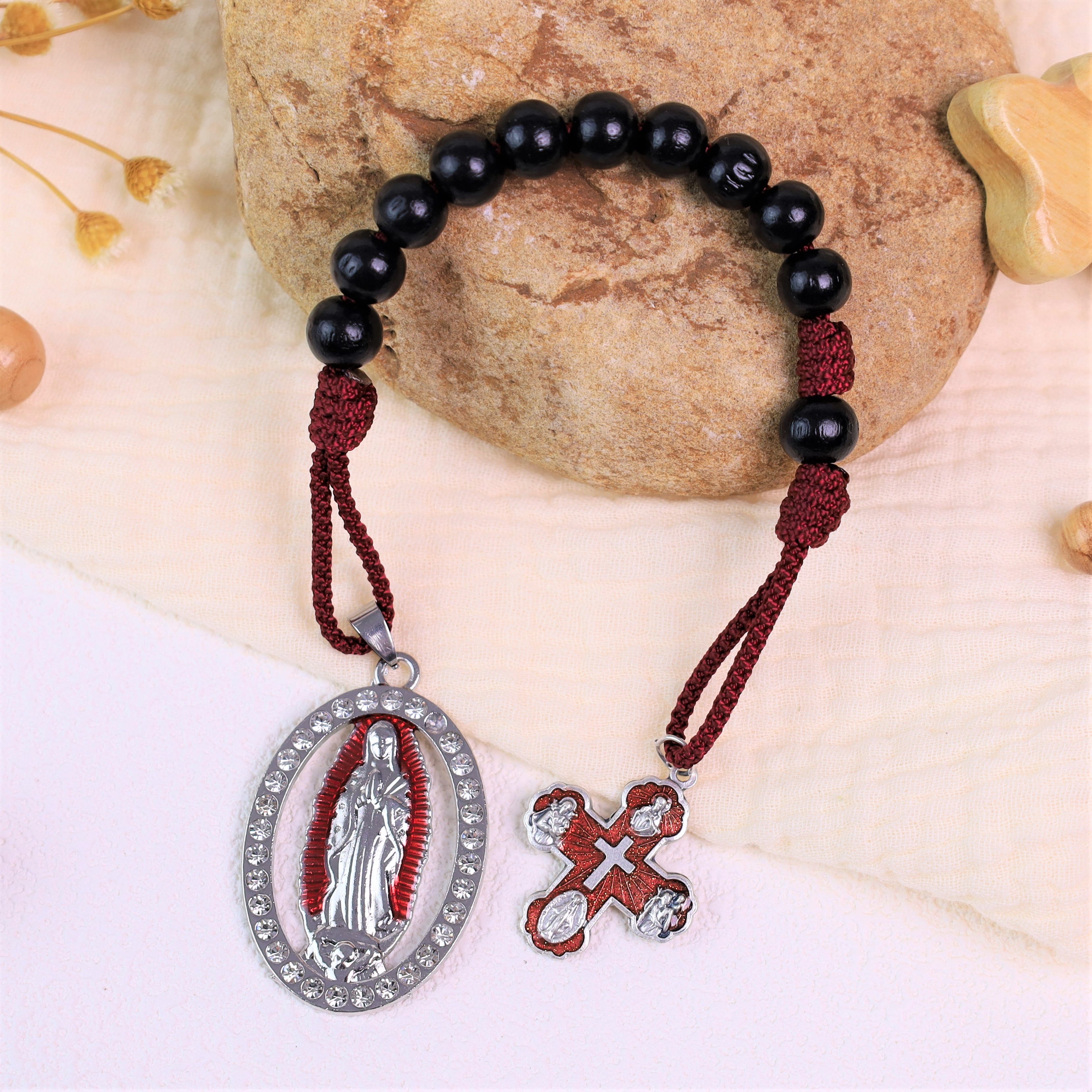 Ebony Beads 5-in-1 Cross & Medal of Our Lady of Consolation Pocket Rosary