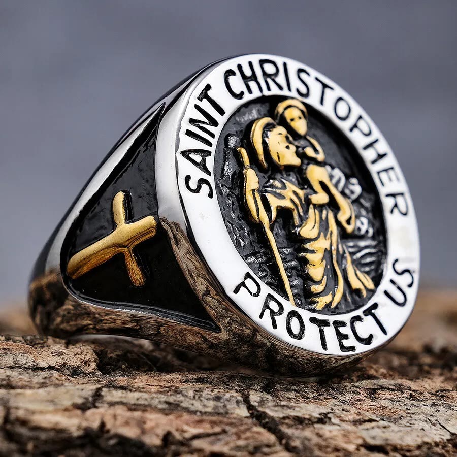 Christiandiscipleshop Saint Christopher Protect Us Medal Signet Ring