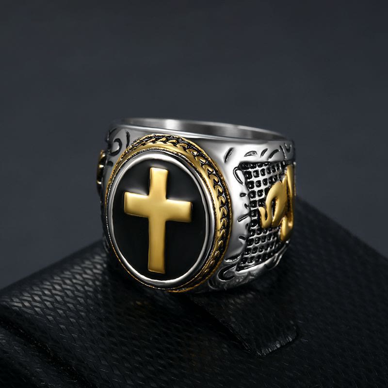 Christiandiscipleshop Retro Cross "Hand of God" Titanium Religion Ring