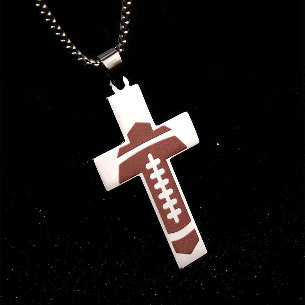 Christiandiscipleshop Sport Style Football Pray for Blessings Cross Necklace