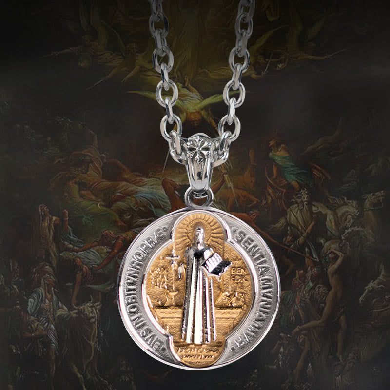 Christiandiscipleshop St. Benedict Home Blessing Titanium Steel Necklace