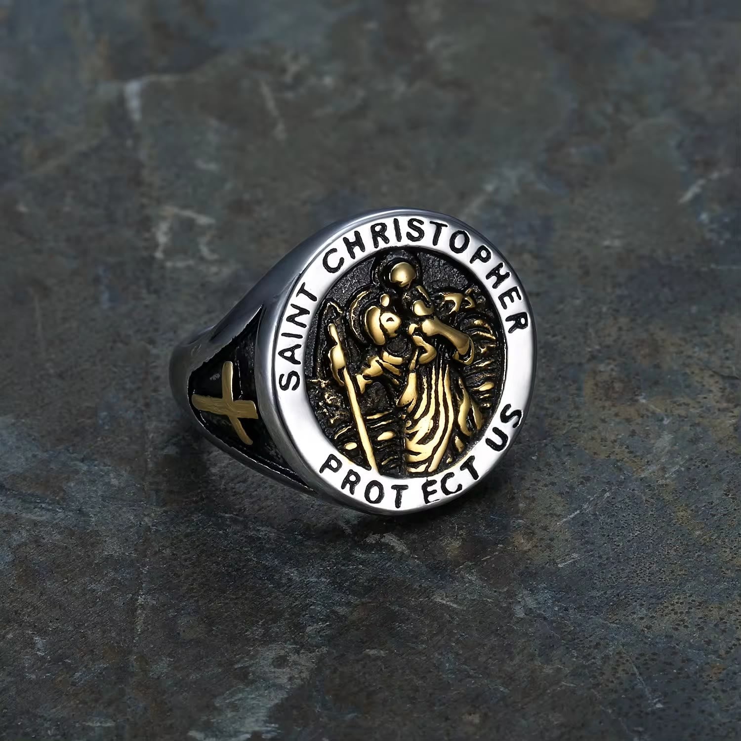Christiandiscipleshop Saint Christopher Protect Us Medal Signet Ring