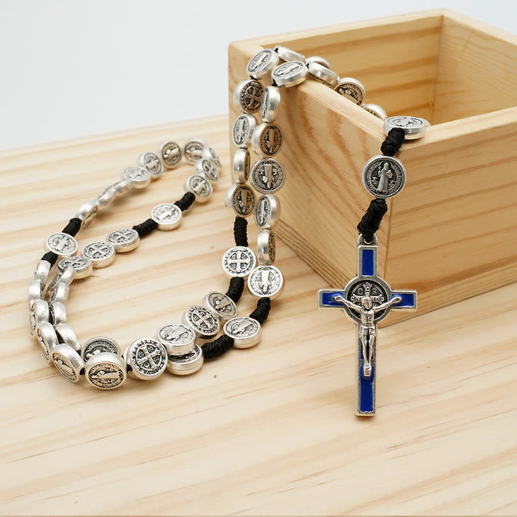 Christiandiscipleshop St. Benedict Alloy Hand-woven Rosary with Crucifix