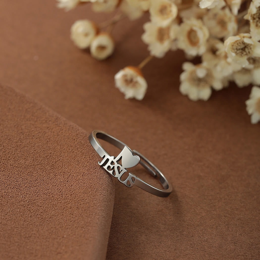Christianartworkshop "I Love Jesus" Christian Faith Minimalism Ring
