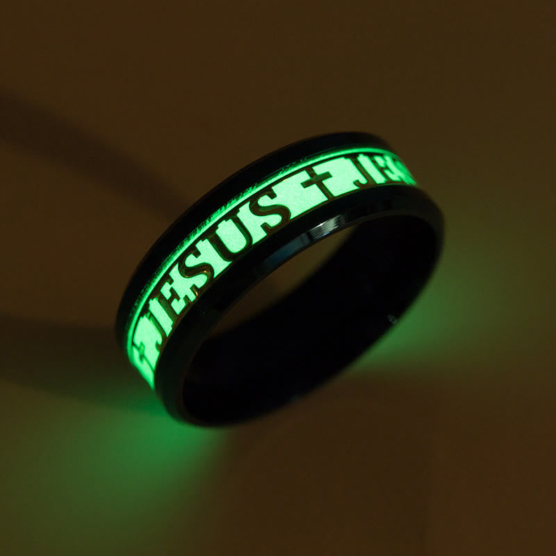 christiandiscipleshop Luminous "JESUS" Printed Stainless Steel Ring