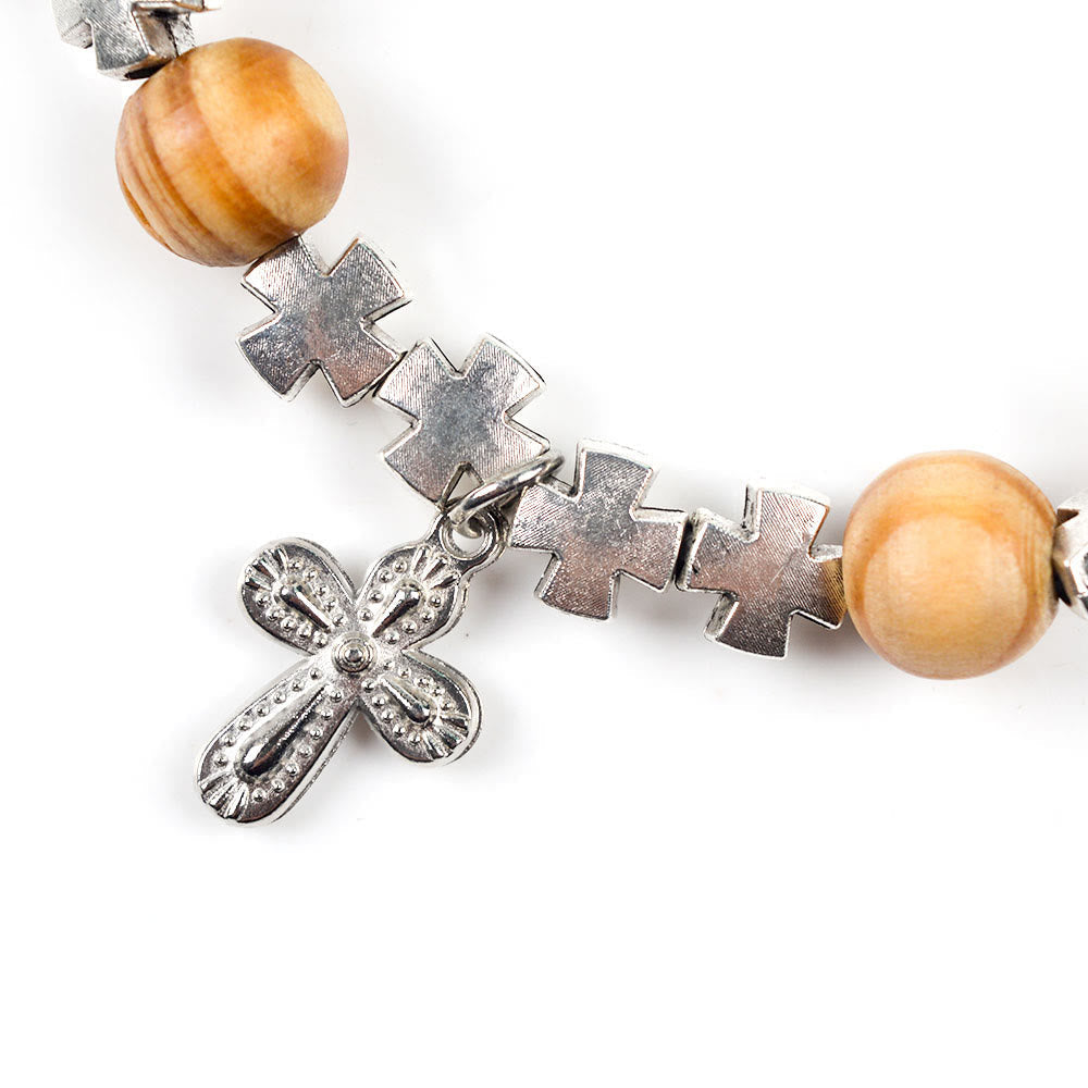 Christianartworkshop Blessings of Faith: Wooden Beads Prayer Christ Bracelet