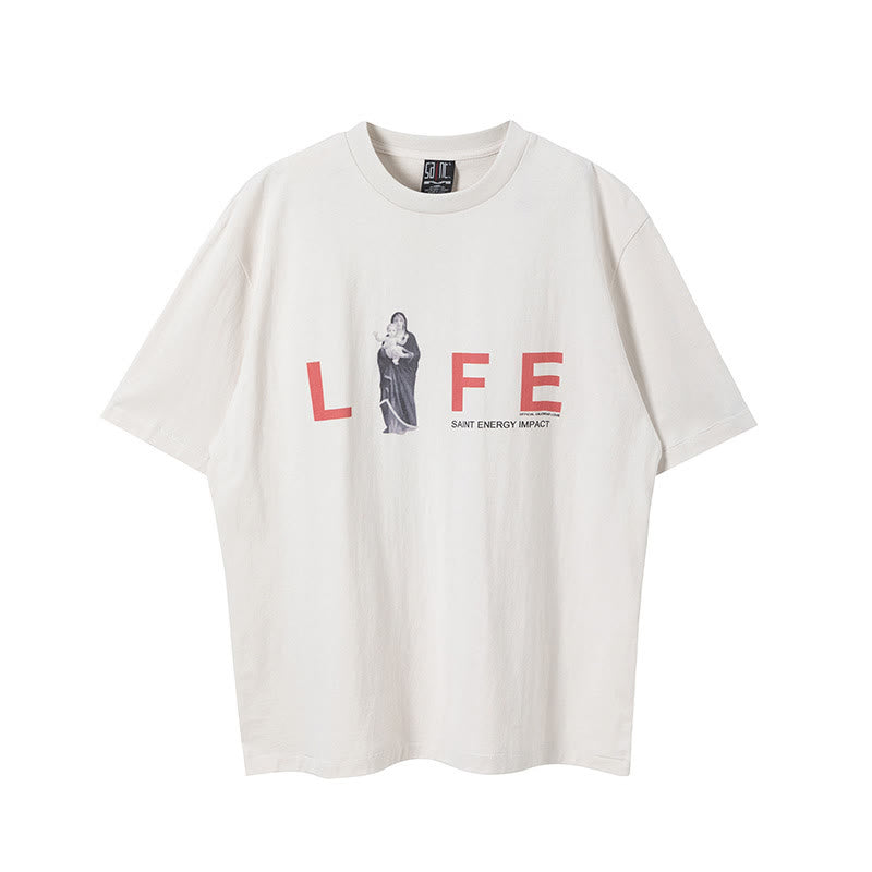 Christiandiscipleshop Retro Washed Style Life Madonna and Child Short Sleeve Washed T-shirt