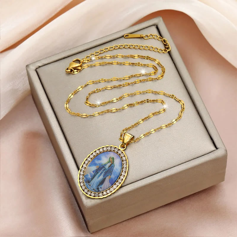 christiandiscipleshop Virgin Mary Painting Necklace Religious Icon Jewelry