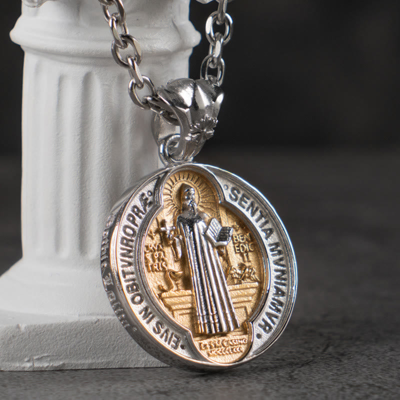 Christiandiscipleshop St. Benedict Home Blessing Titanium Steel Necklace