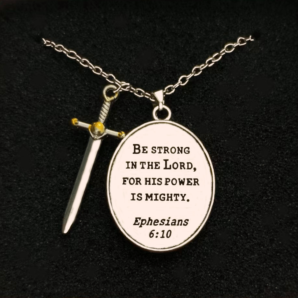 christiandiscipleshop Two Tone Sword & Oval Shield St. Michael Pendant Necklace