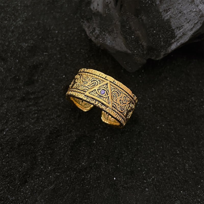 Christiandiscipleshop Retro Heavy Style Eye of God Pattern Golden Ring