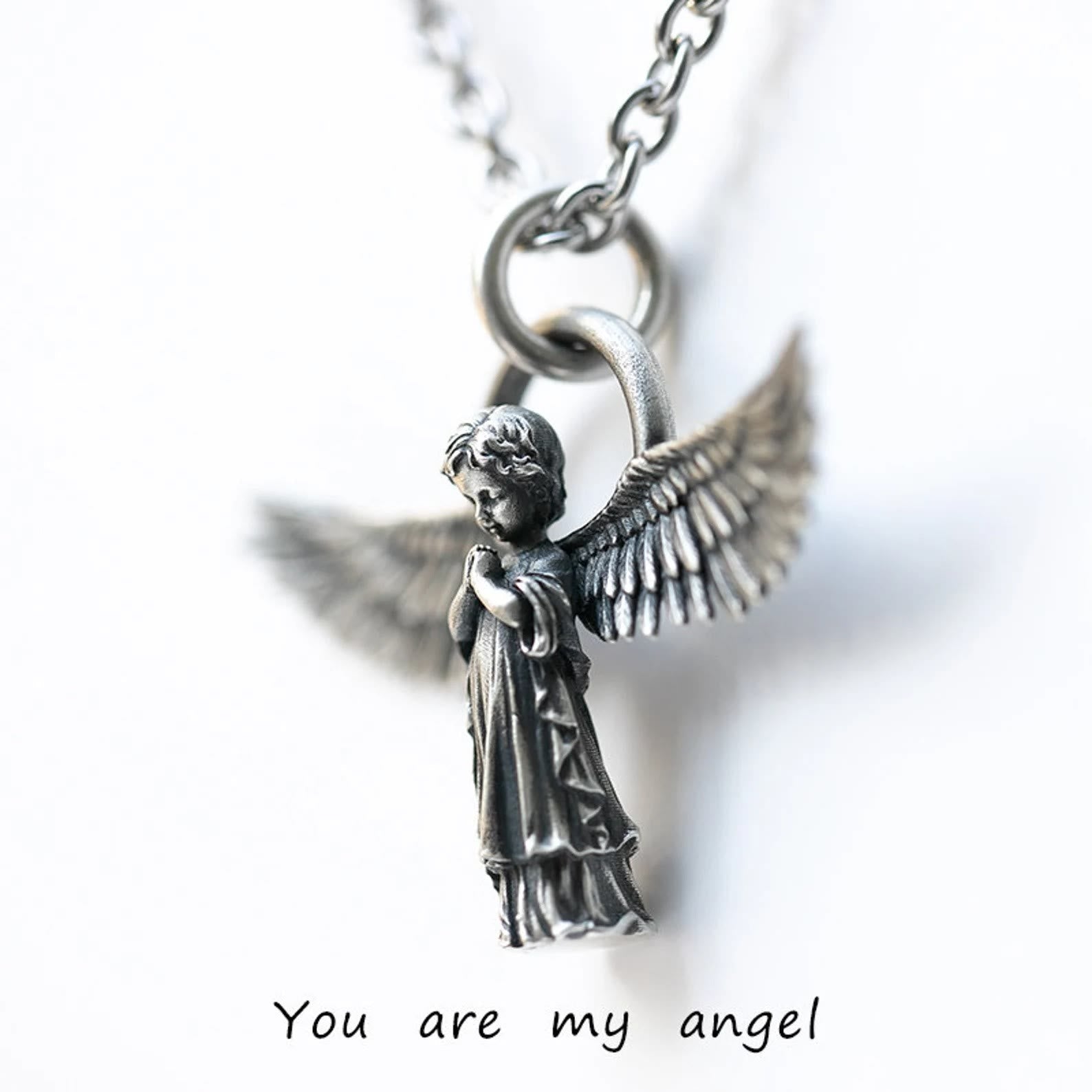 Christiandiscipleshop Spread-winged Praying Angel Protection Necklace
