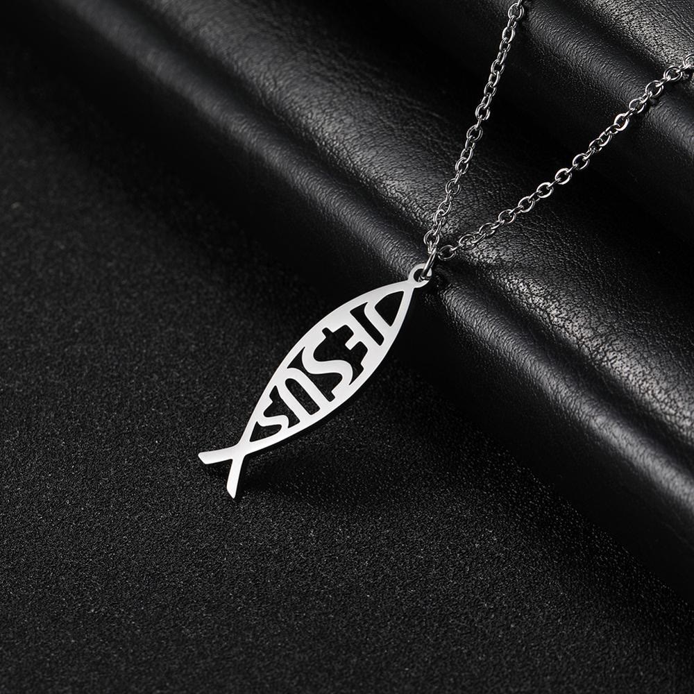 Christianartworkshop Chain Jesus Fish Shape Necklace