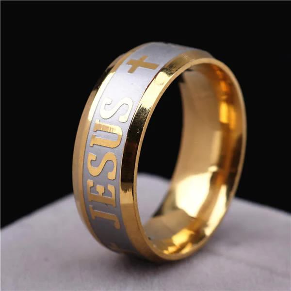 christiandiscipleshop Titanium Steel Ring with Laser engraving "JESUS"