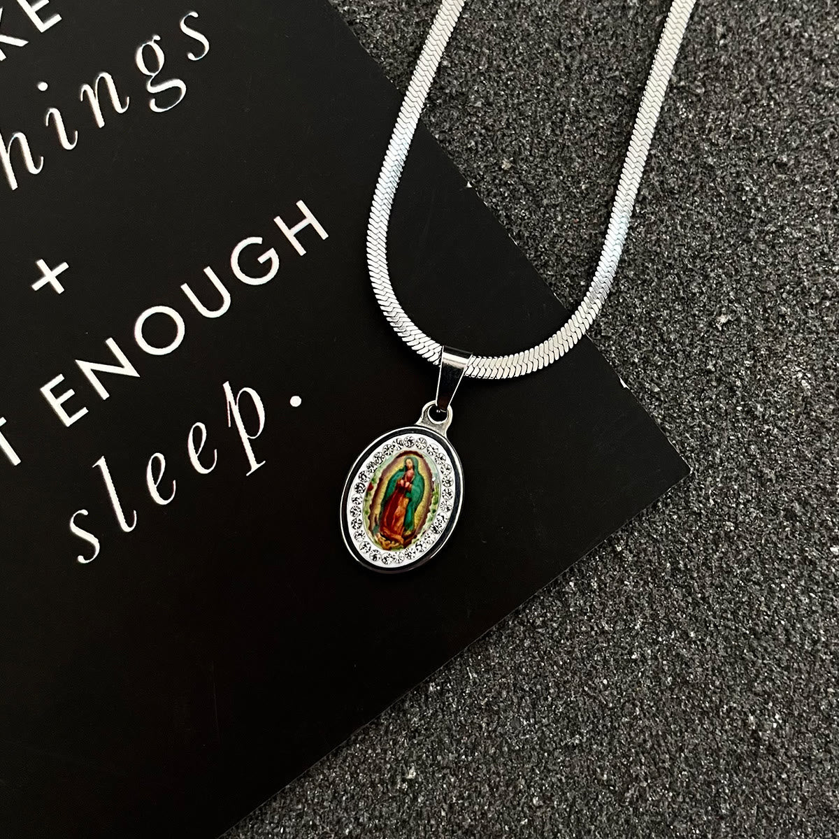 christiandiscipleshopthe Our Lady of Guadalupe Snake Bone Chain Colorful Necklace