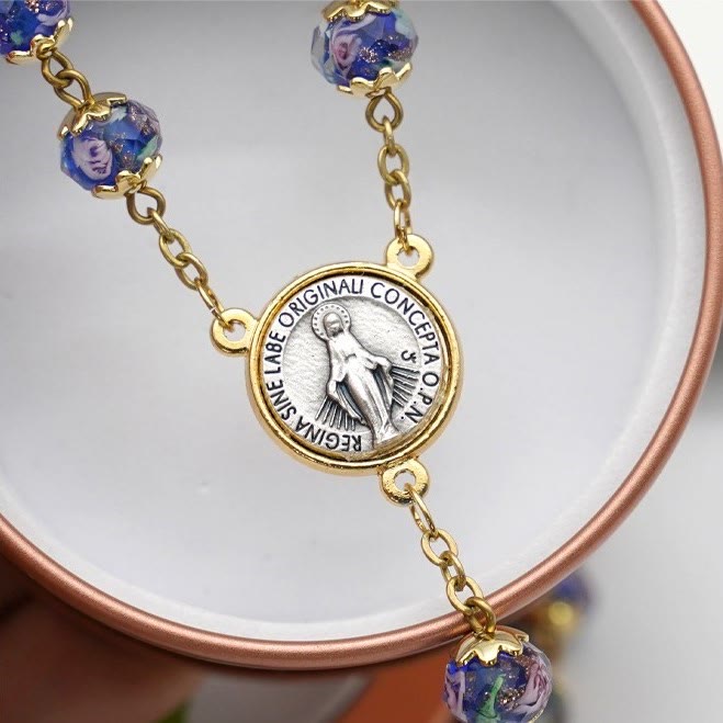 christiandiscipleshop Virgin Mary Glazed Multi-color Crystal Rosary