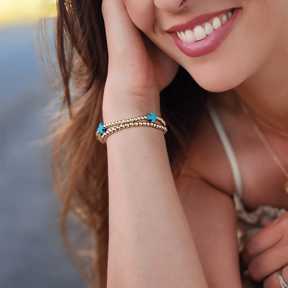 Christiandiscipleshop Original Design Turquoise Cross Beads Bracelet