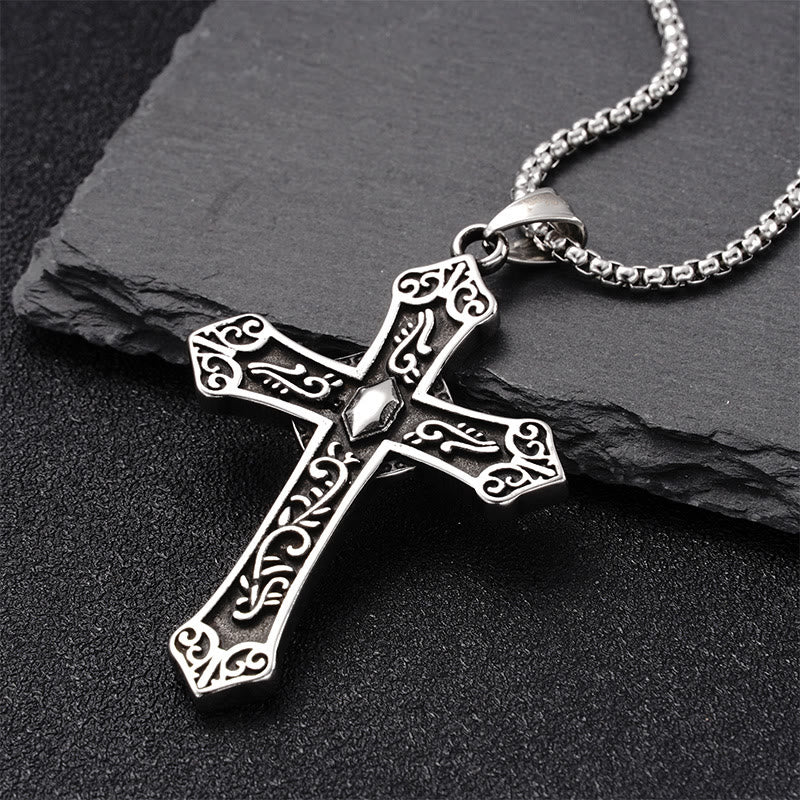 Christiandiscipleshop Retro Titanium Virgin Mary Cross Pendant Necklace