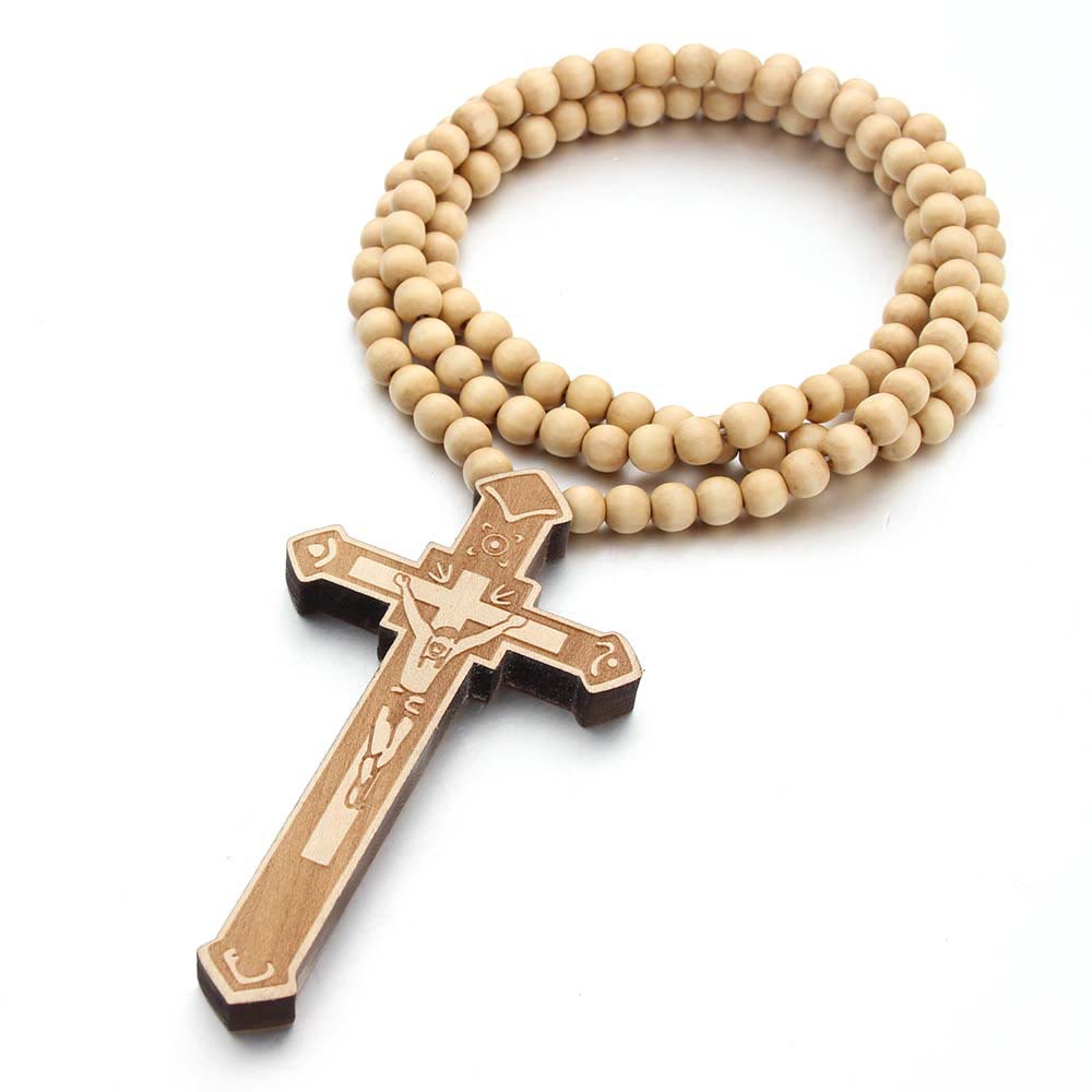 christiandiscipleshop Jesus Cross Wooden Necklace