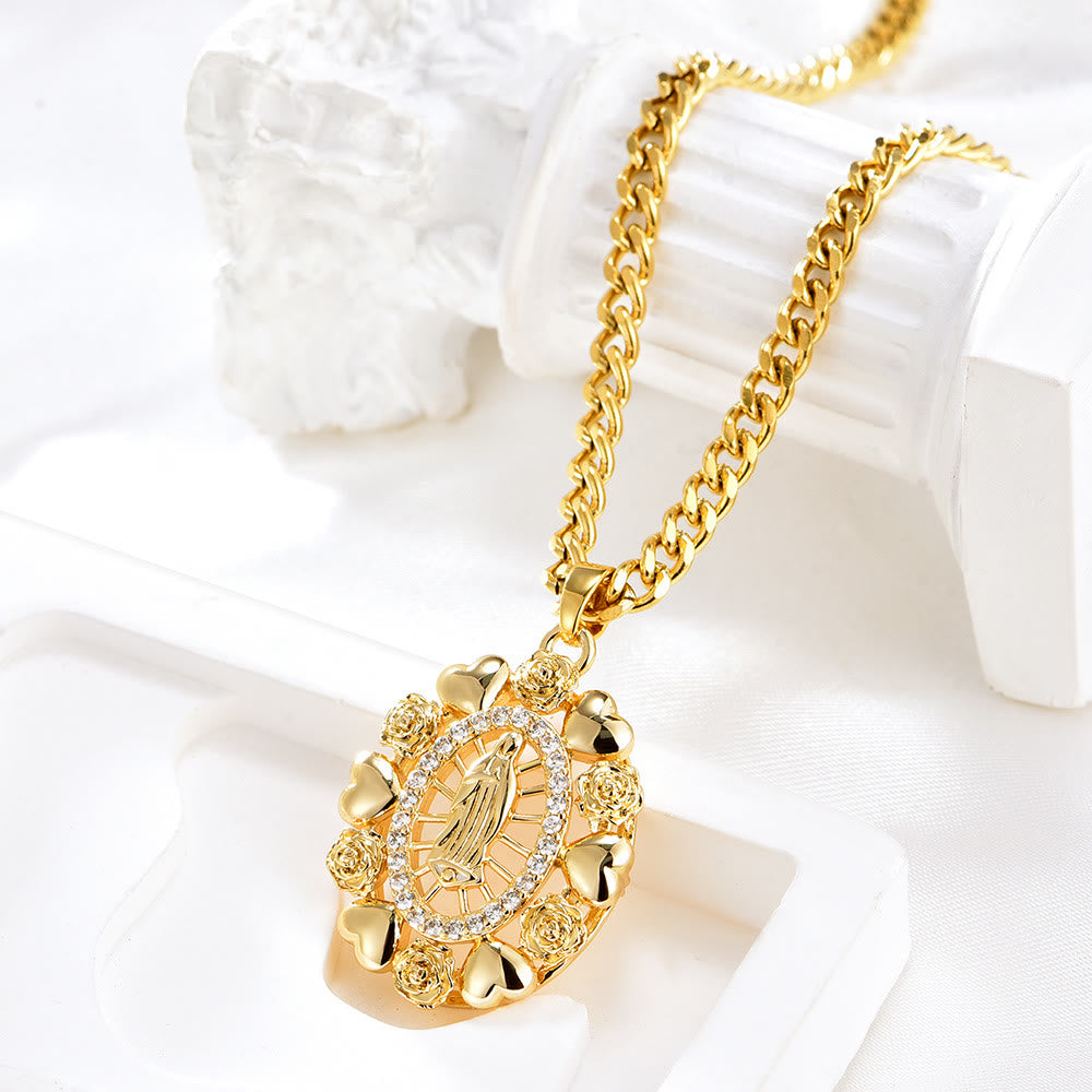 christiandiscipleshopthe Our Lady of Guadalupe Virgin Mary Golden Necklace