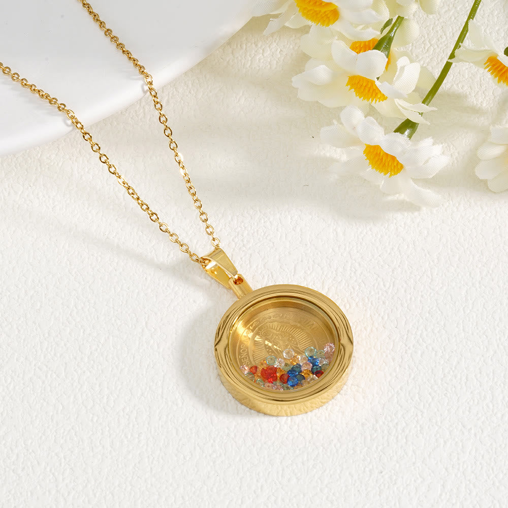 Christiandiscipleshop Gold Round Reversible Necklace: Our Lady and St. Benedict