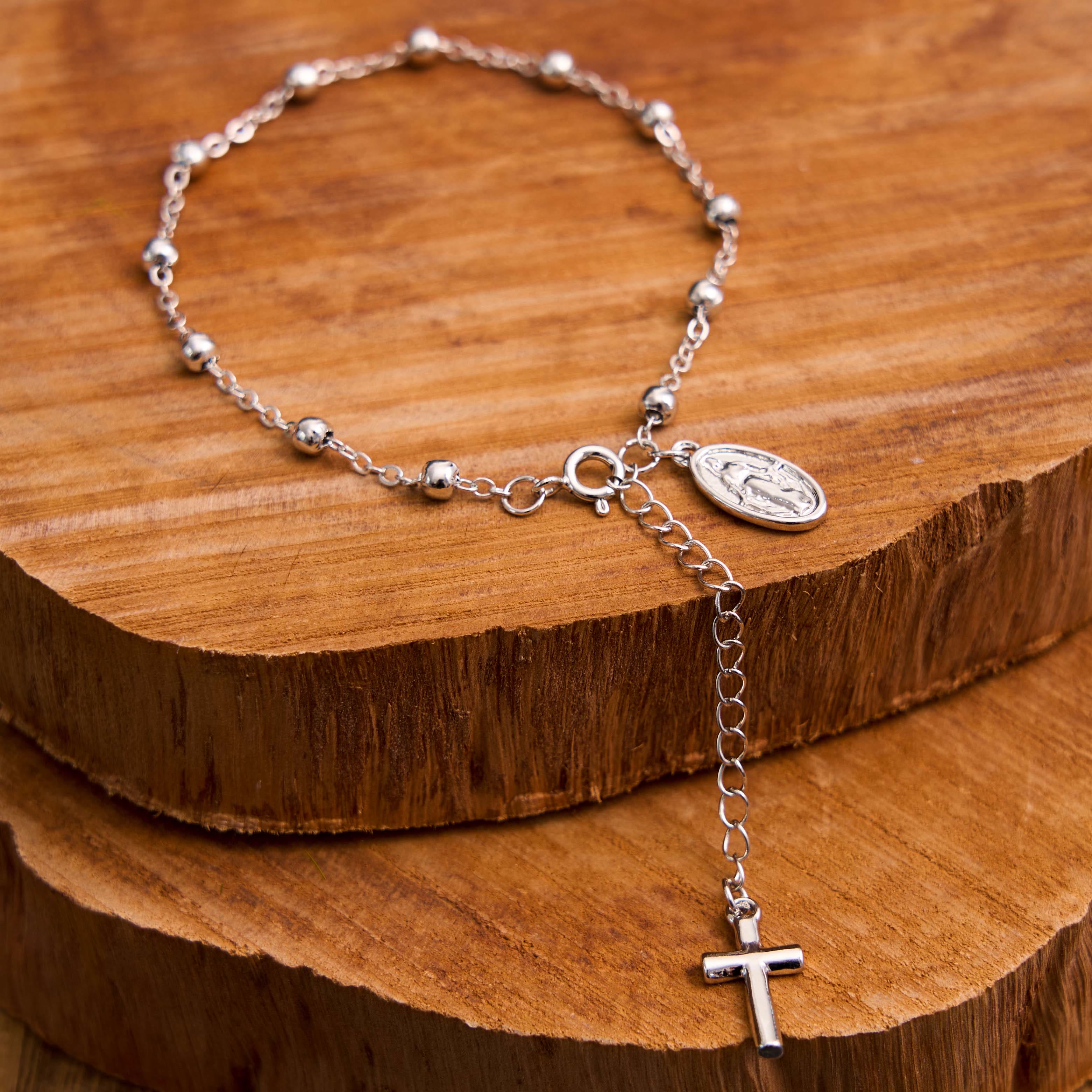 christiandiscipleshop Virgin Mary Medal & Cross Adjustable Simple Casual Bracelet