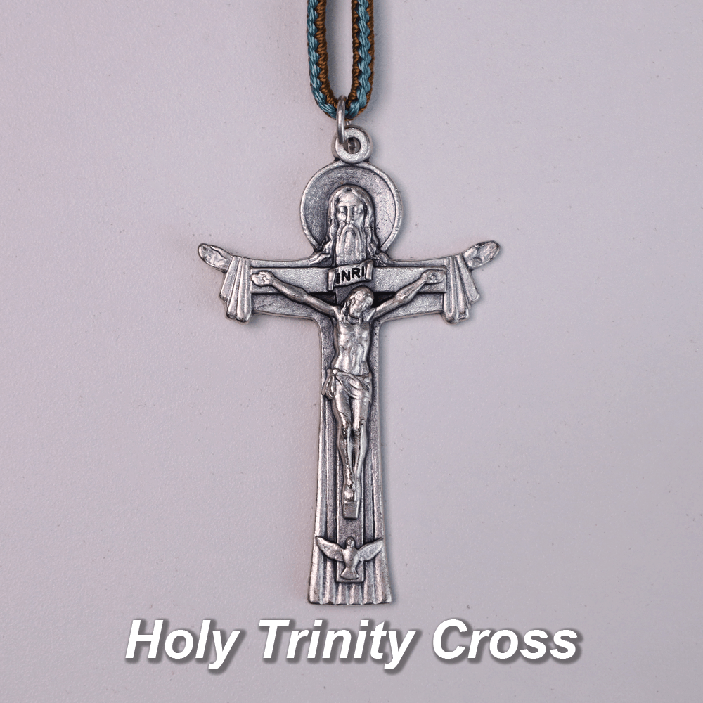 Mary Joseph with Baby Jesus Medal & Holy Trinity Cross Olive Wood Pocket Rosary