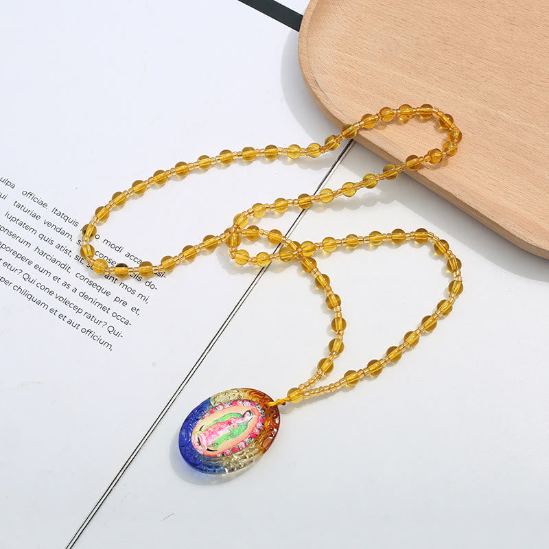 christiandiscipleshopthe Colorful Liuli Glass Christian Virgin Mary Necklace