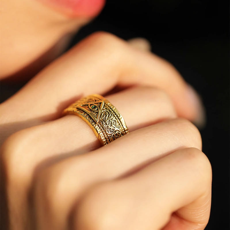 Christiandiscipleshop Retro Heavy Style Eye of God Pattern Golden Ring