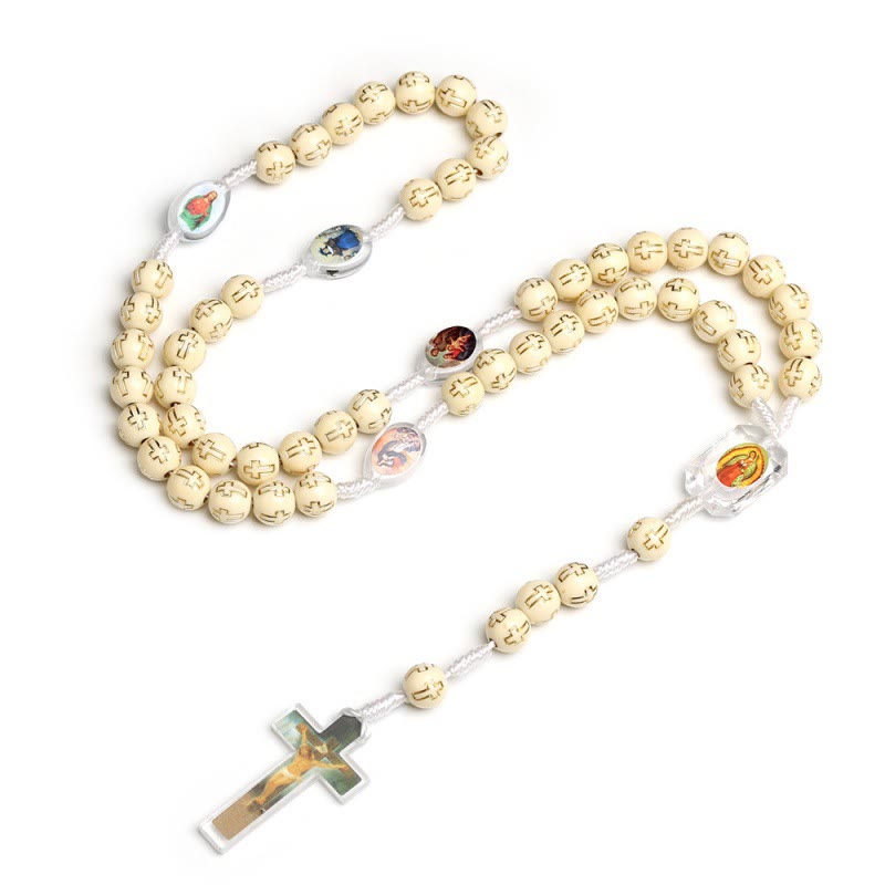 Christiandiscipleshop Crucifix of 10 mm Round Multicolor Acrylic Nylon Cord Rosary