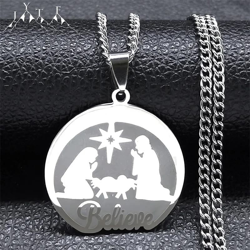 Christiandiscipleshop Silver Nativity Believe Christmas Gift Necklace