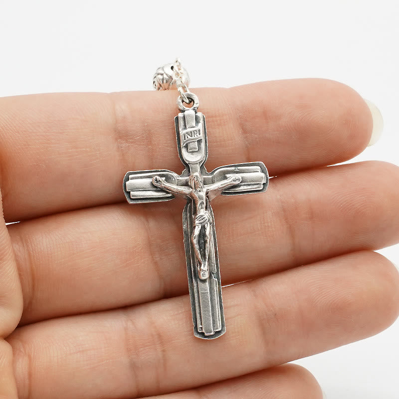 christiandiscipleshop Hematite Rosary with Blessed Virgin Mary Medal