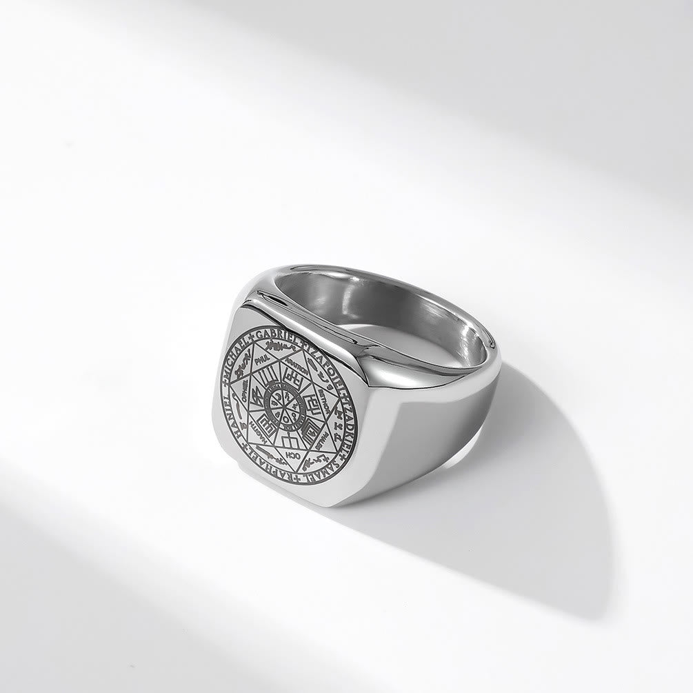 Christiandiscipleshop Seals of The Seven Archangels Protection Solomon Kabbalah Titanium Ring