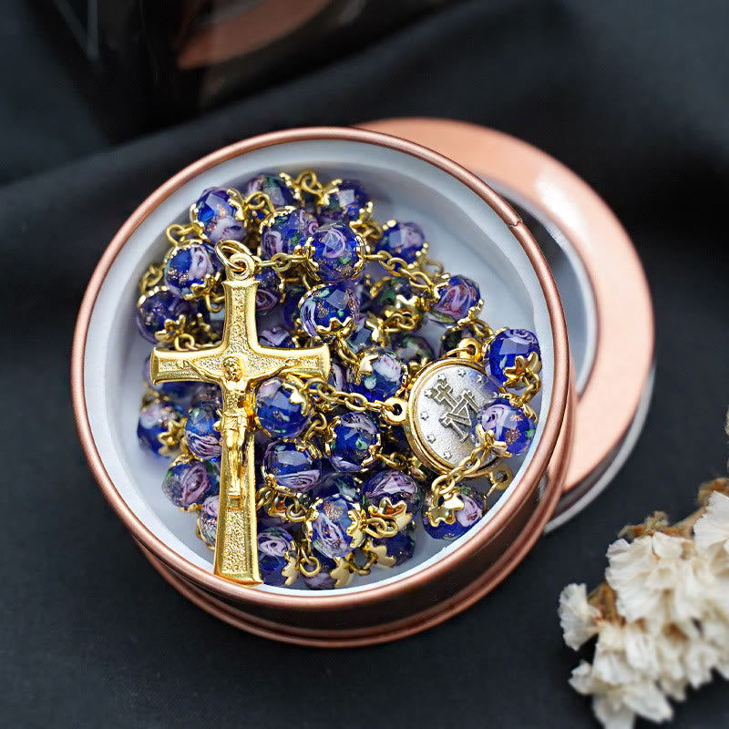 christiandiscipleshop Virgin Mary Glazed Multi-color Crystal Rosary