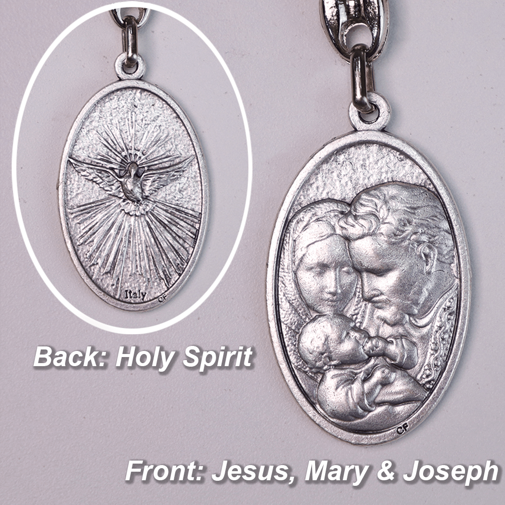 Mary Joseph with Baby Jesus Medal & Holy Trinity Cross Olive Wood Pocket Rosary